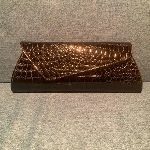 Lula Faux Croc Patent Clutch